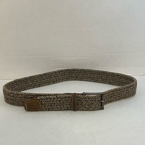 Sheridan Co. woven Italian belt 36 taupe/blue